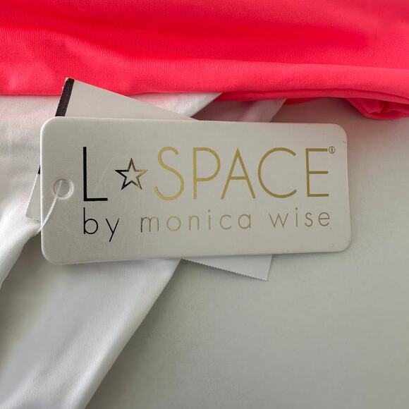 NWT L*Space Womens Neon Pink Color Block Veronica Blocked CLA Bottom Size M - Picture 5 of 8
